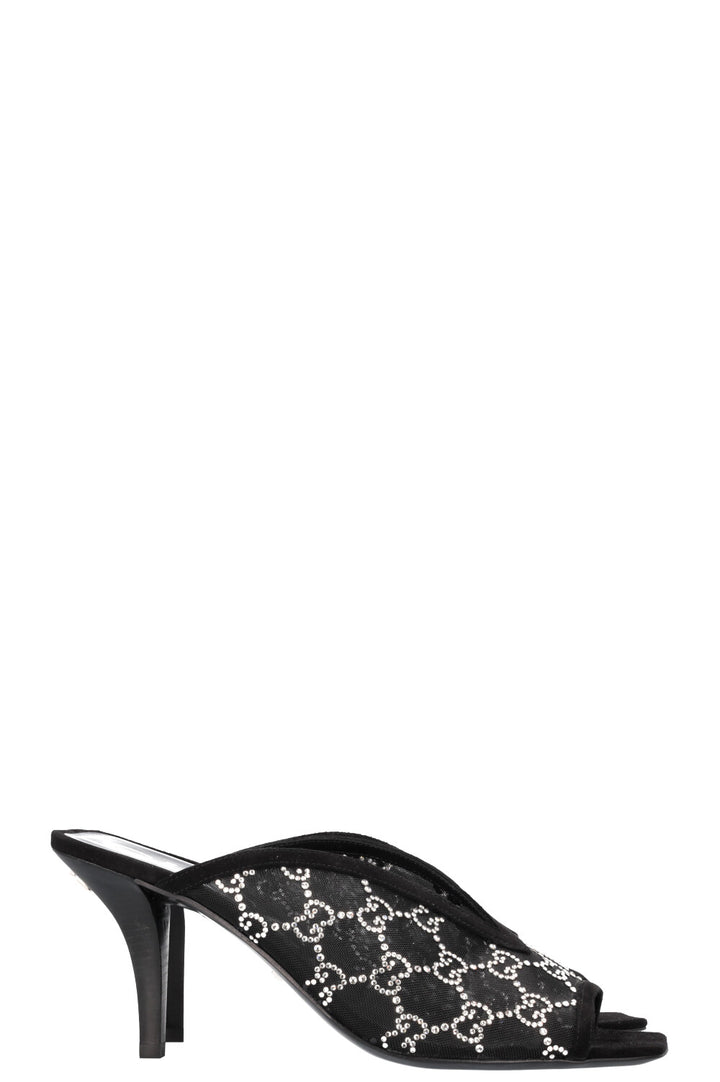 GUCCI GG Crystal Heeled Sandal Black