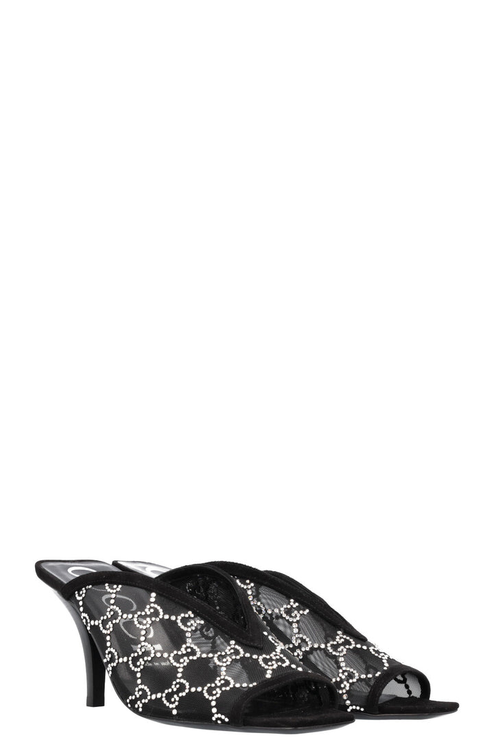 GUCCI GG Crystal Heeled Sandal Black