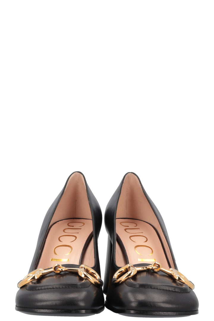 GUCCI Horsebit Heels Leather Black