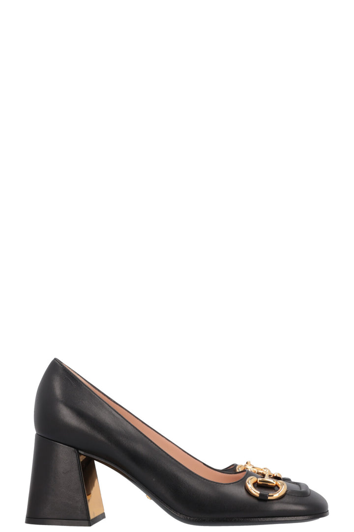 GUCCI Horsebit Heels Leather Black