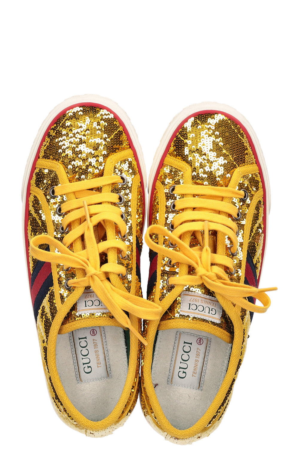 GUCCI Tennis 1977 Sequin Gold Sneakers