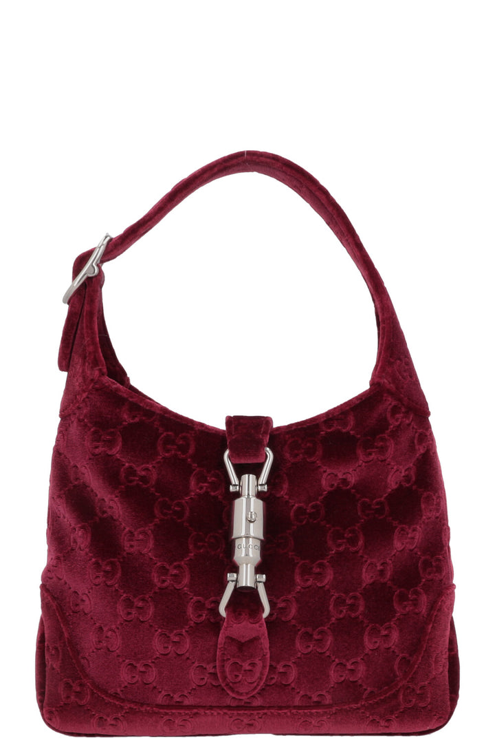 GUCCI Mini Jackie 1961 Velvet Jacquard Brugundy