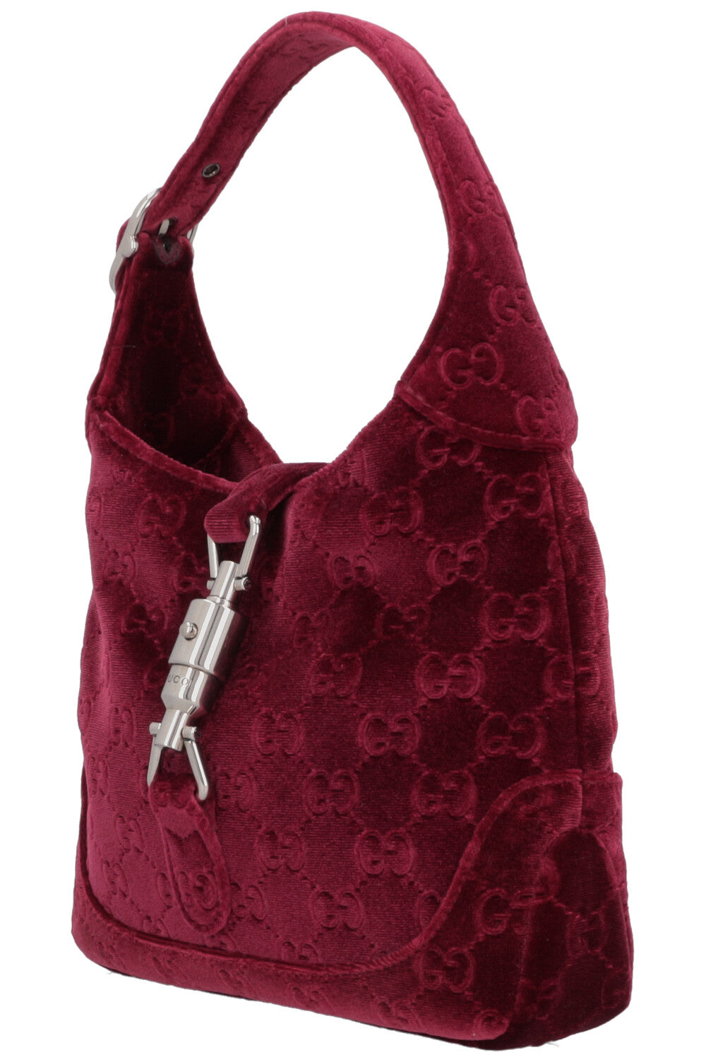 GUCCI Mini Jackie 1961 Velvet Jacquard Burgundy