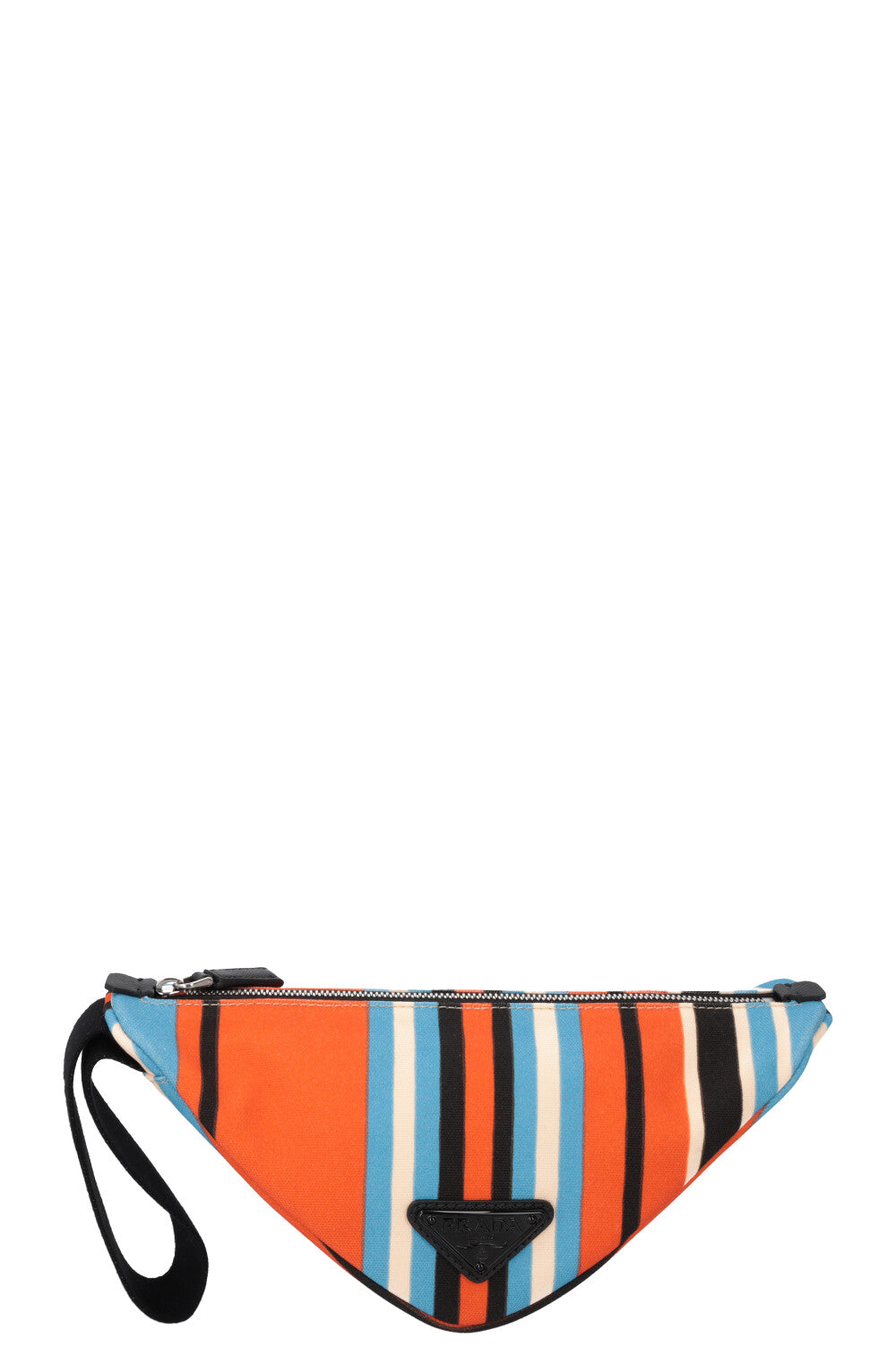 PRADA Triangle Clutch Strped Orange Blue