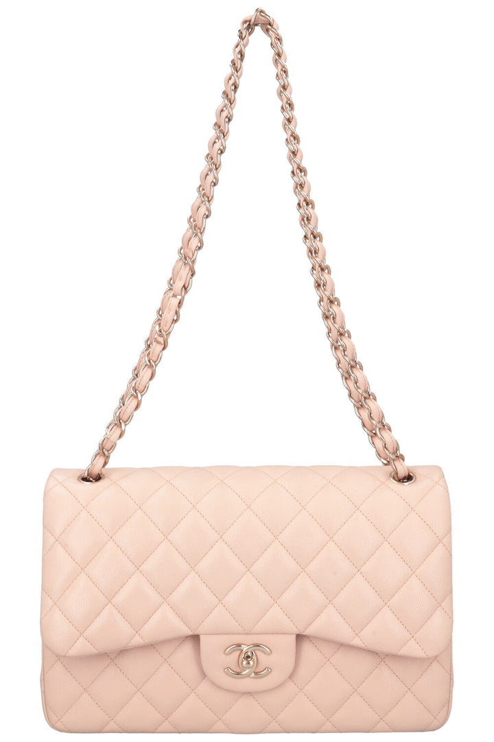 CHANEL Large Double Flap Bag Caviar Rose