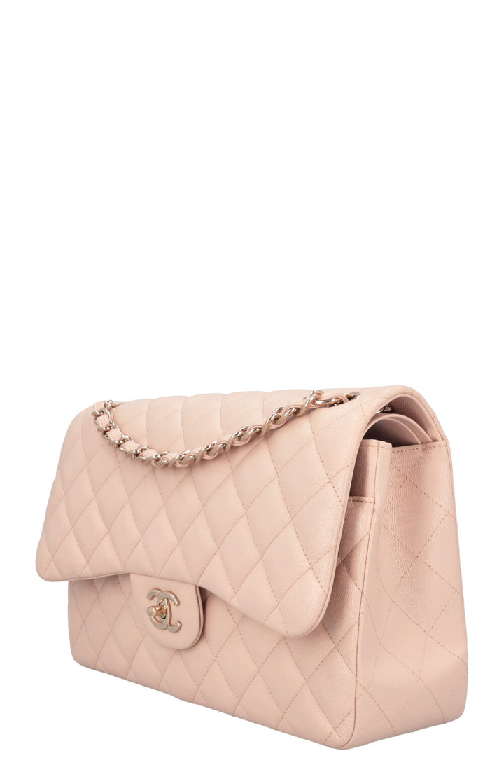 CHANEL Large Double Flap Bag Caviar Rose