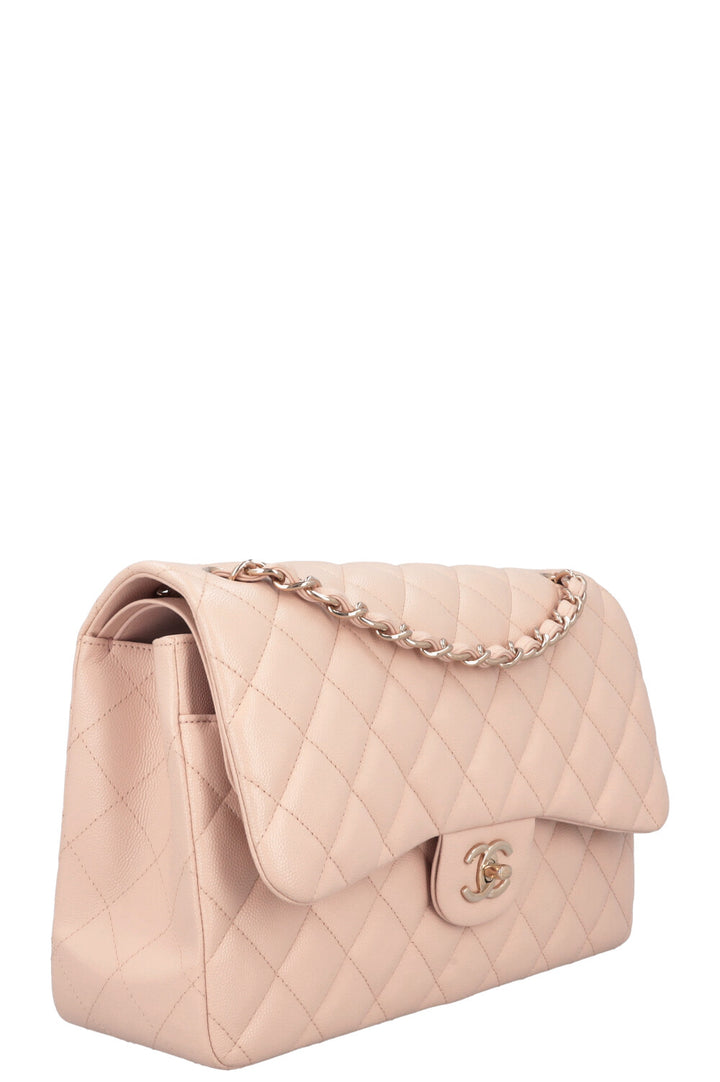 CHANEL Large Double Flap Bag Caviar Rose