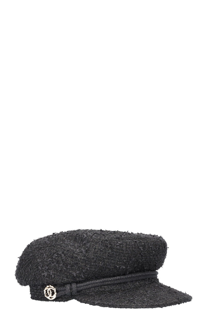 CHANEL Tweed Hat Black