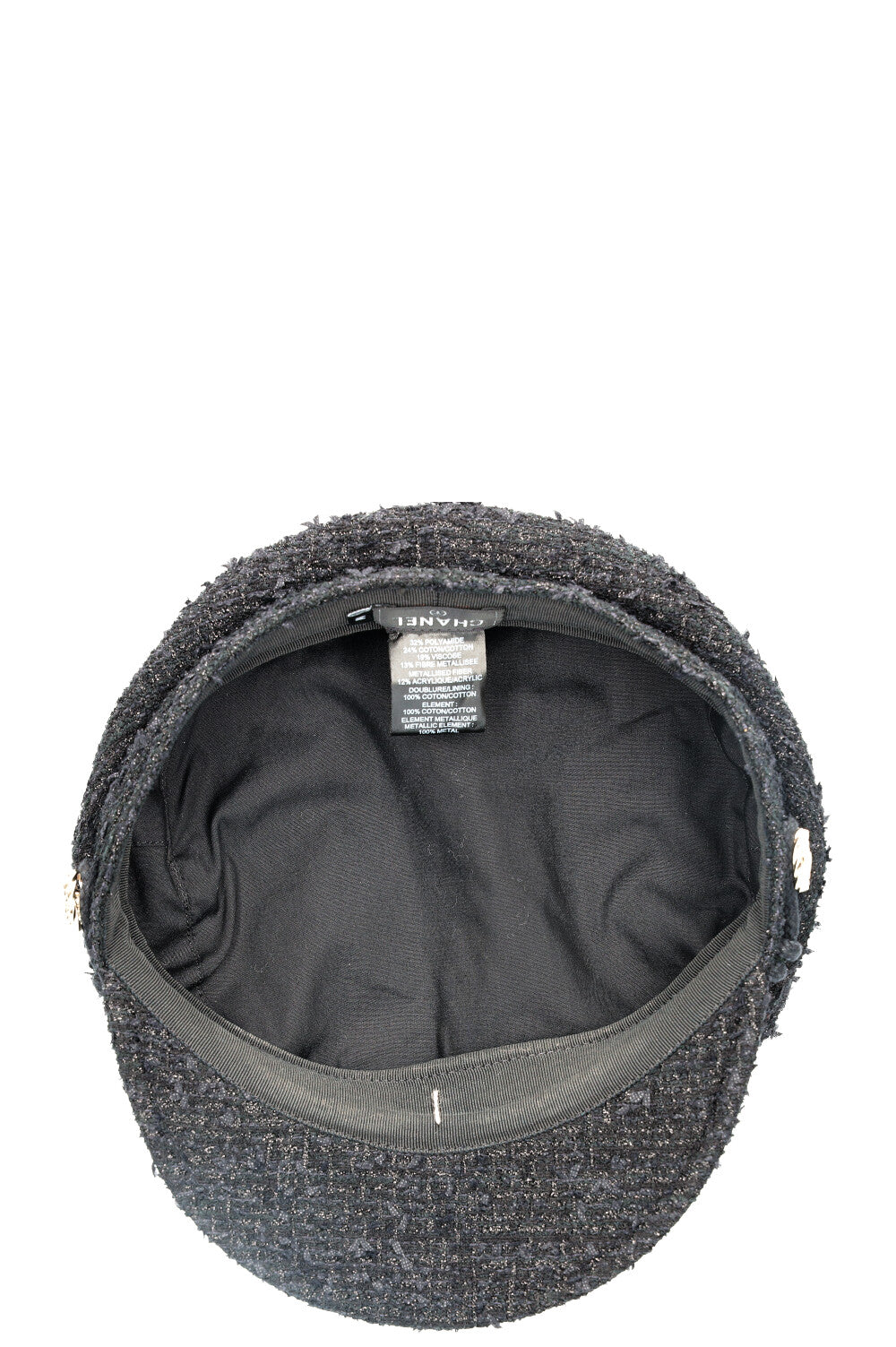 CHANEL Tweed Hat Black