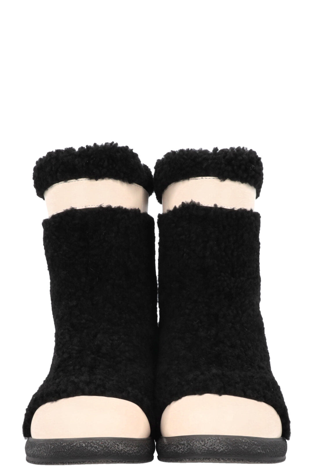 CHANEL Coco Neige Shearling Boots Black White
