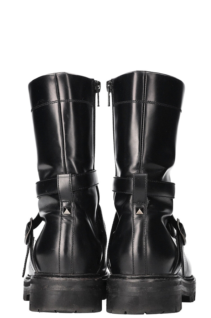 VALENTINO Rockstud Combat Boots Black