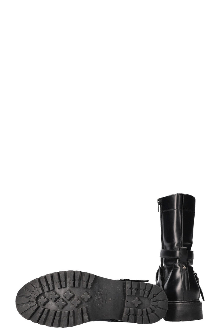 VALENTINO Rockstud Combat Boots Black