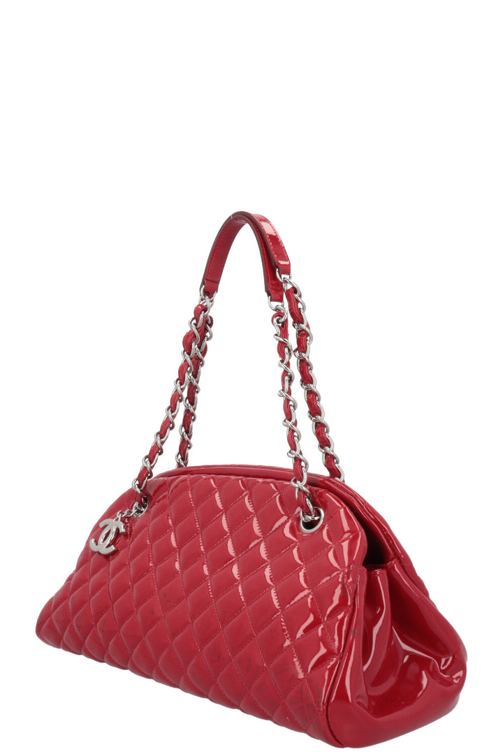 CHANEL Mademoiselle Bowling Bag Patent Red