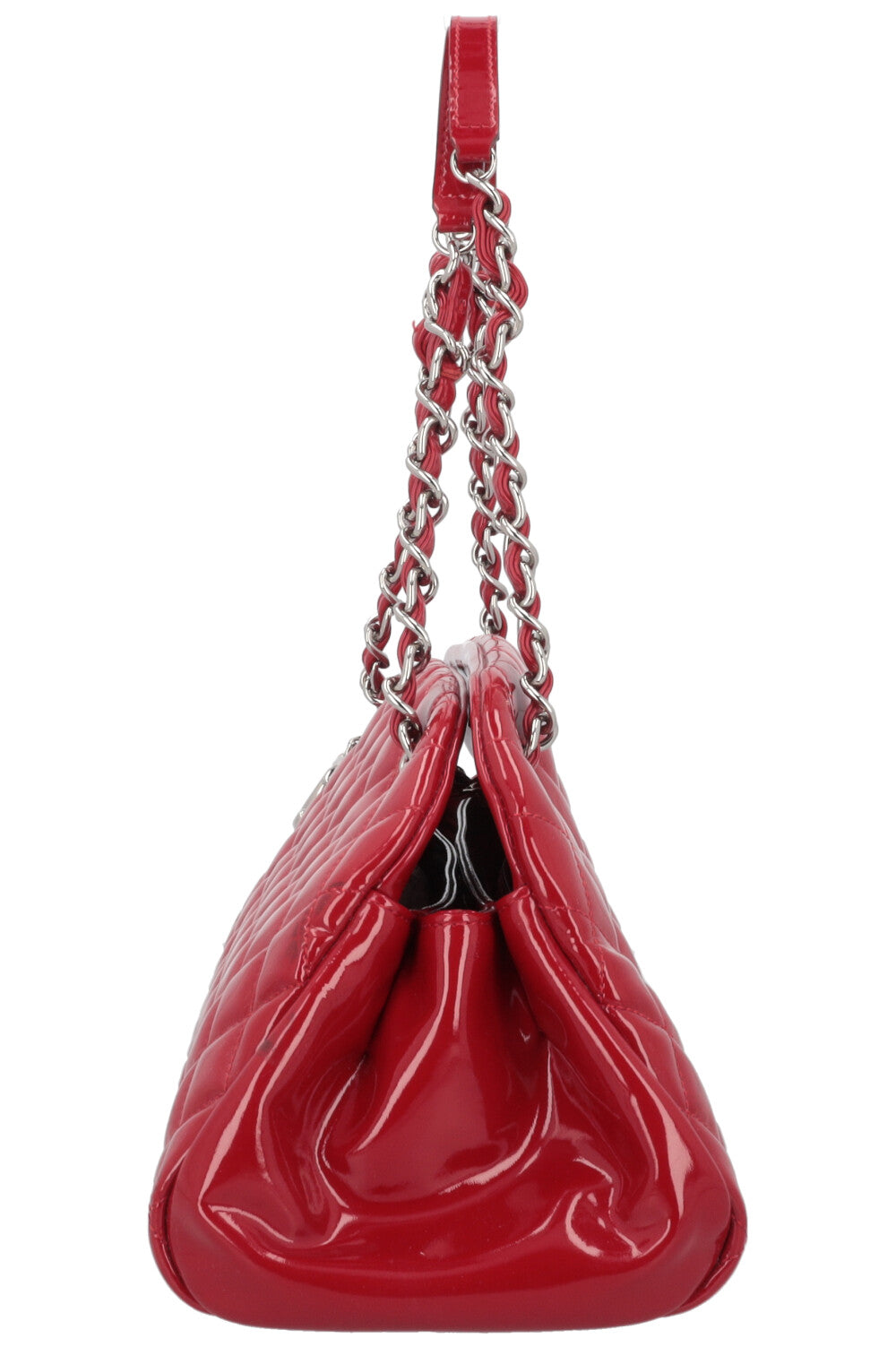 CHANEL Mademoiselle Bowling Bag Patent Red