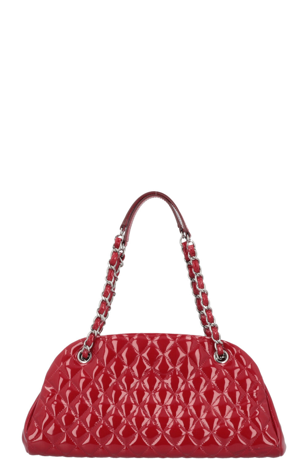 CHANEL Mademoiselle Bowling Bag Patent Red