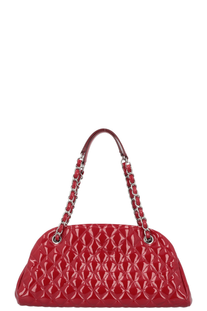 CHANEL Mademoiselle Bowling Bag Patent Red