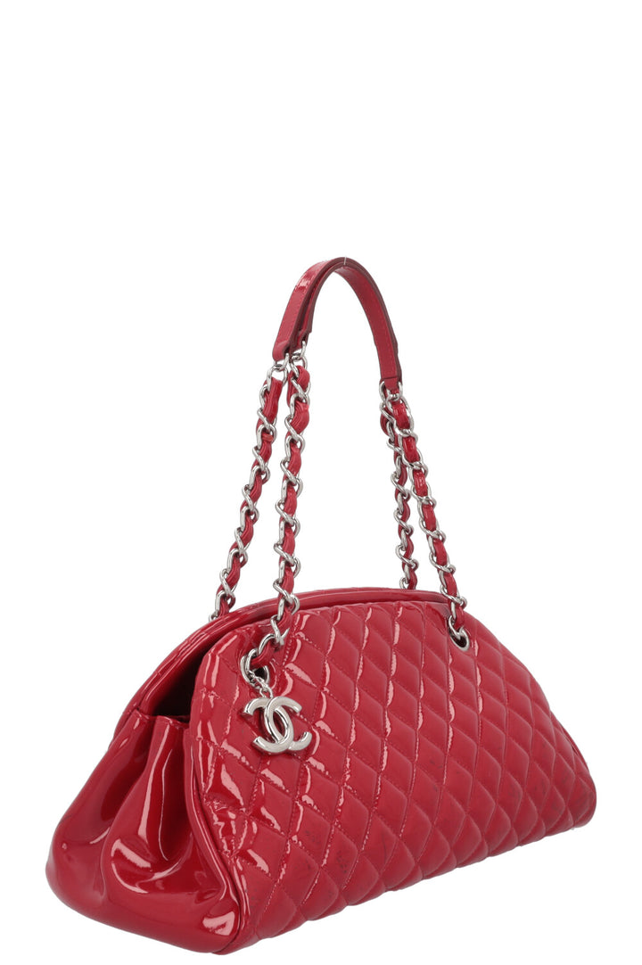 CHANEL Mademoiselle Bowling Bag Patent Red