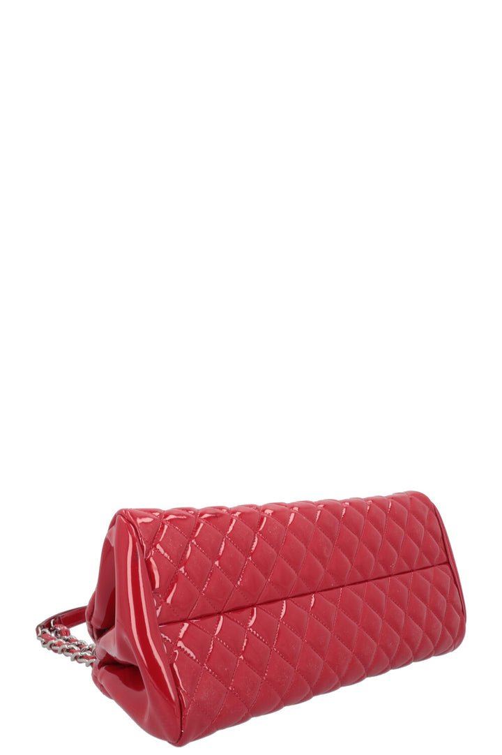 CHANEL Mademoiselle Bowling Bag Patent Red