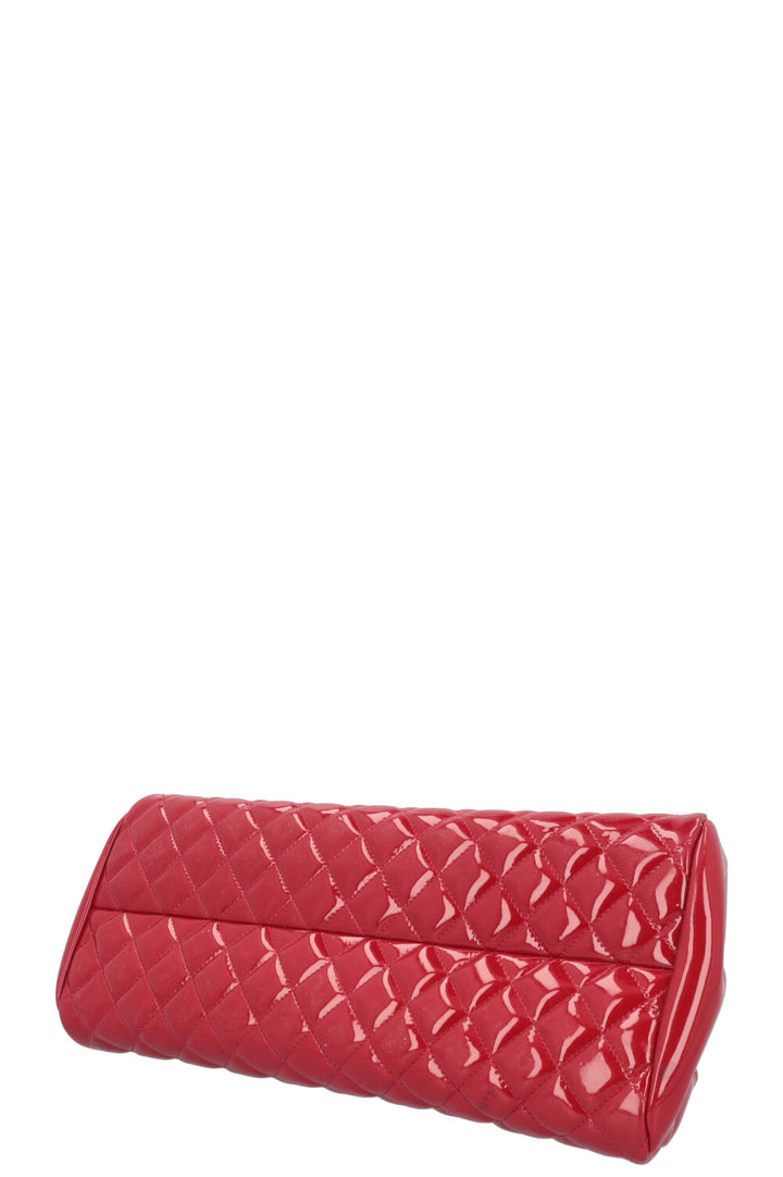 CHANEL Mademoiselle Bowling Bag Patent Red