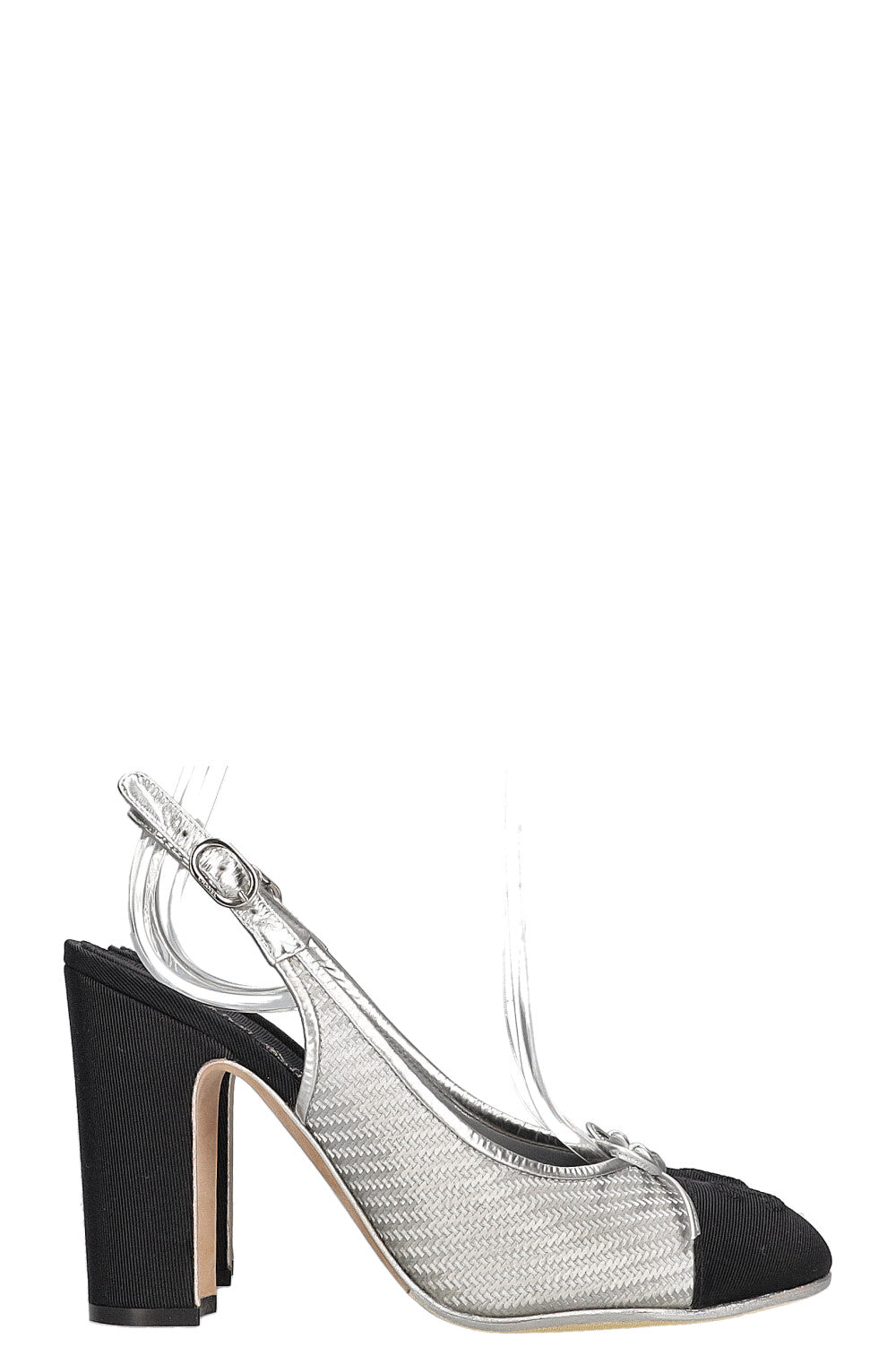 CHANEL Heels Silver Black