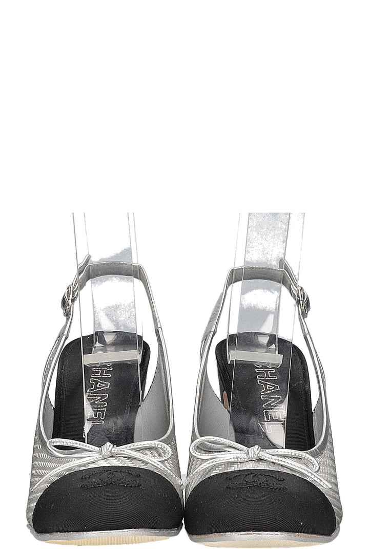 CHANEL Heels Silver Black