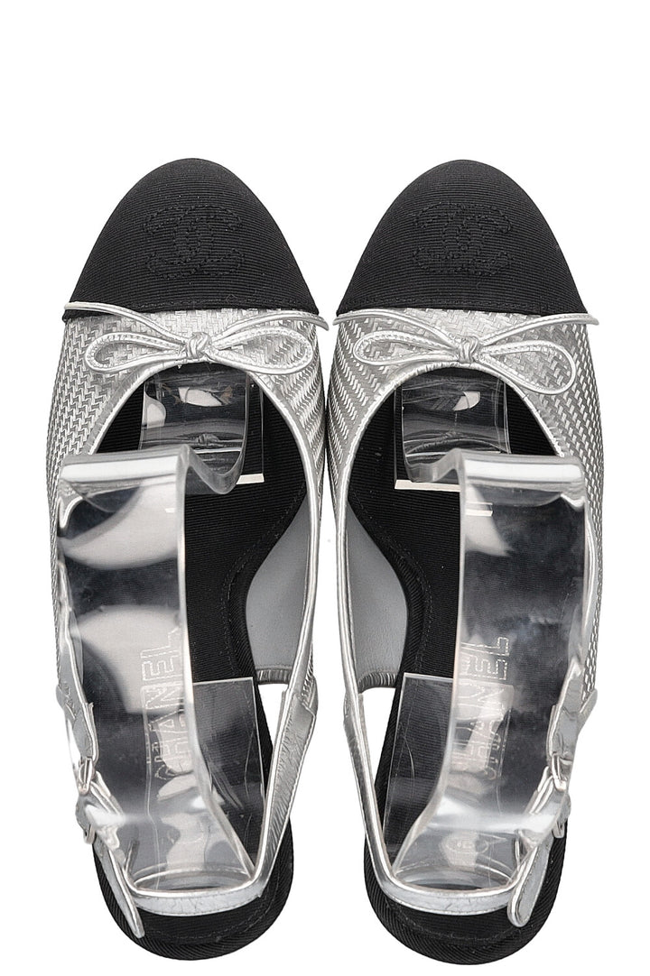 CHANEL Heels Silver Black