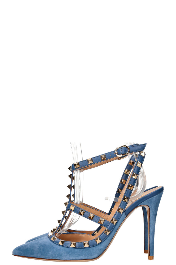 VALENTINO Rockstud Heels Suede Blue