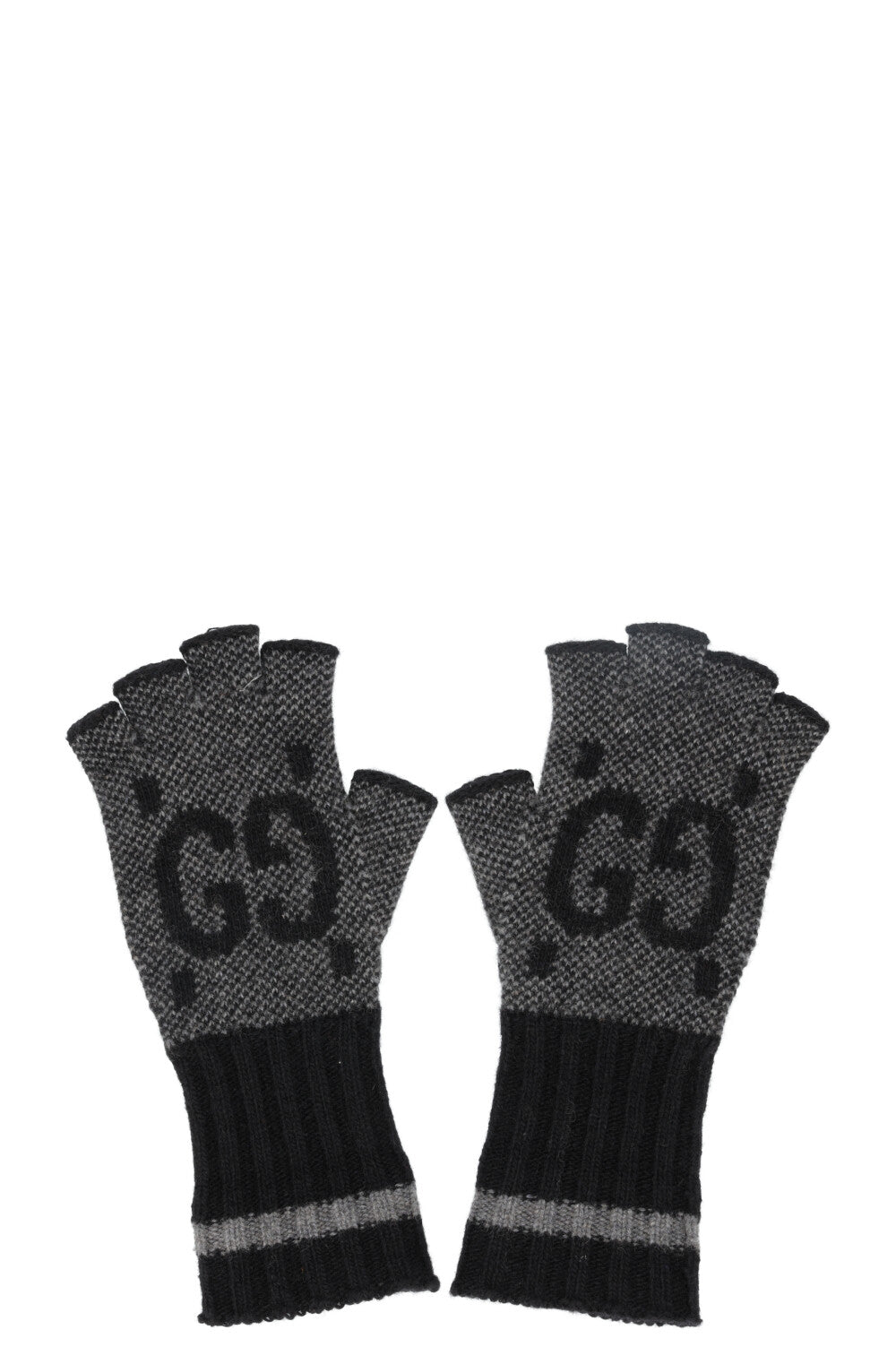 GUCCI GG Knit Gloves Charcoal Cashmere