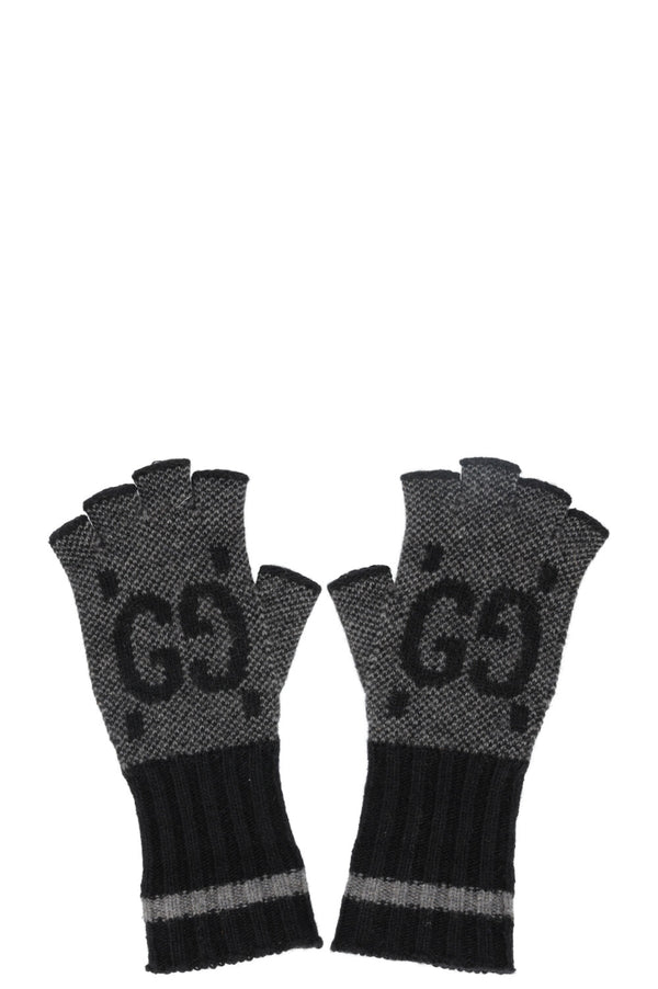 GUCCI GG Knit Gloves Charcoal Cashmere
