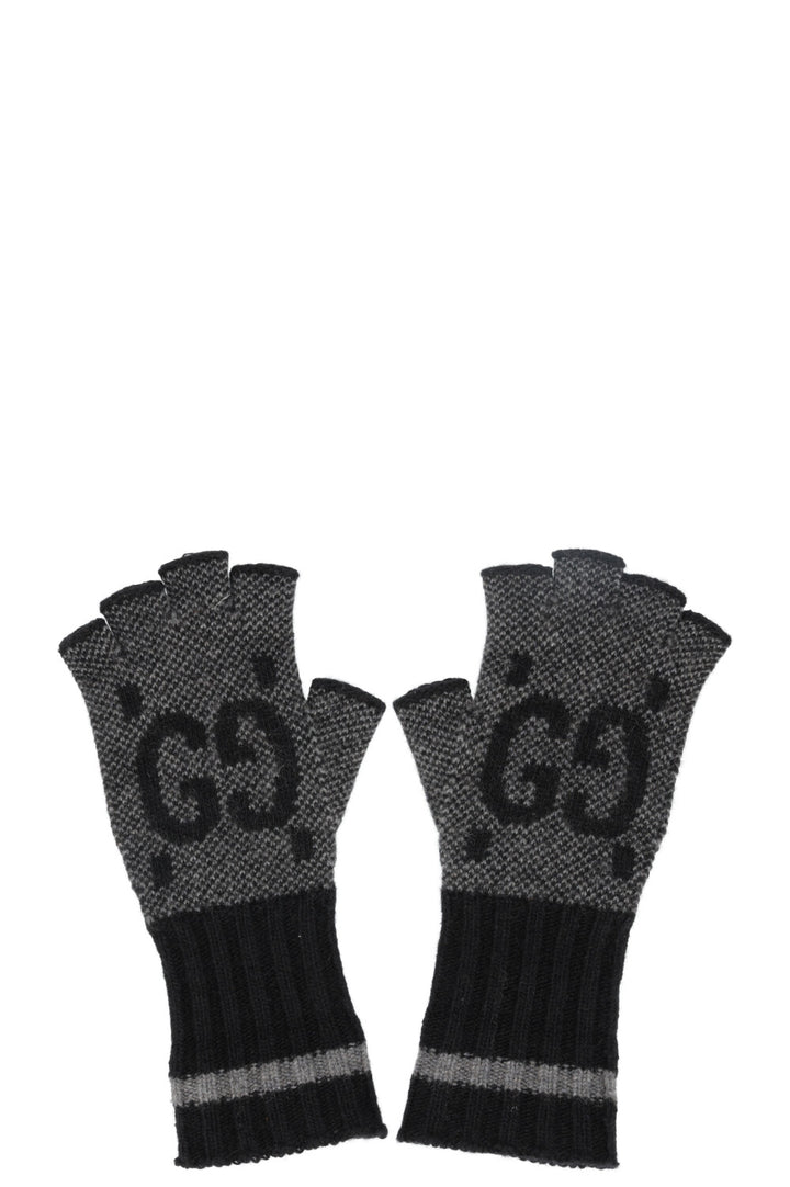 GUCCI GG Knit Gloves Charcoal Cashmere