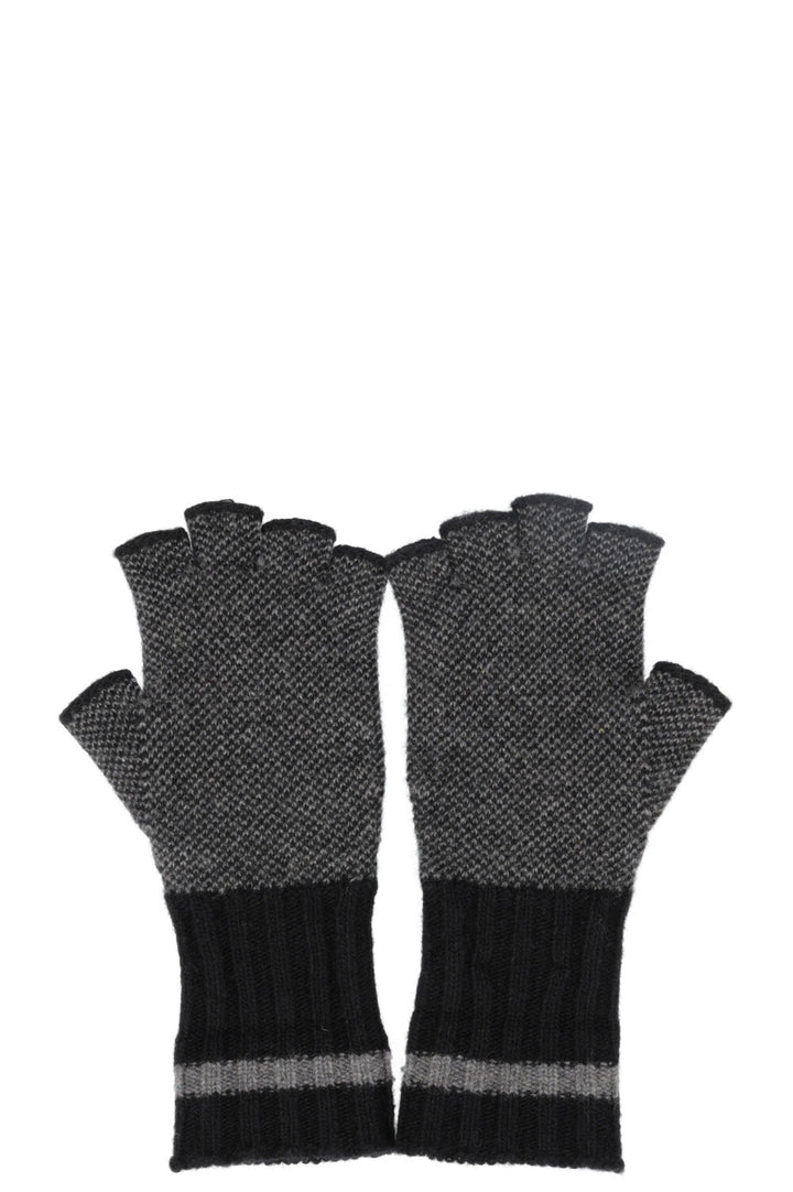 GUCCI GG Knit Gloves Charcoal Cashmere