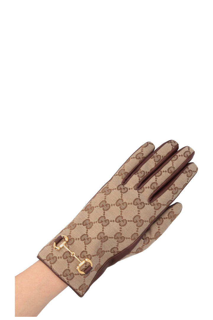 GUCCI Supreme GG Horsebit Gloves Leather Canvas