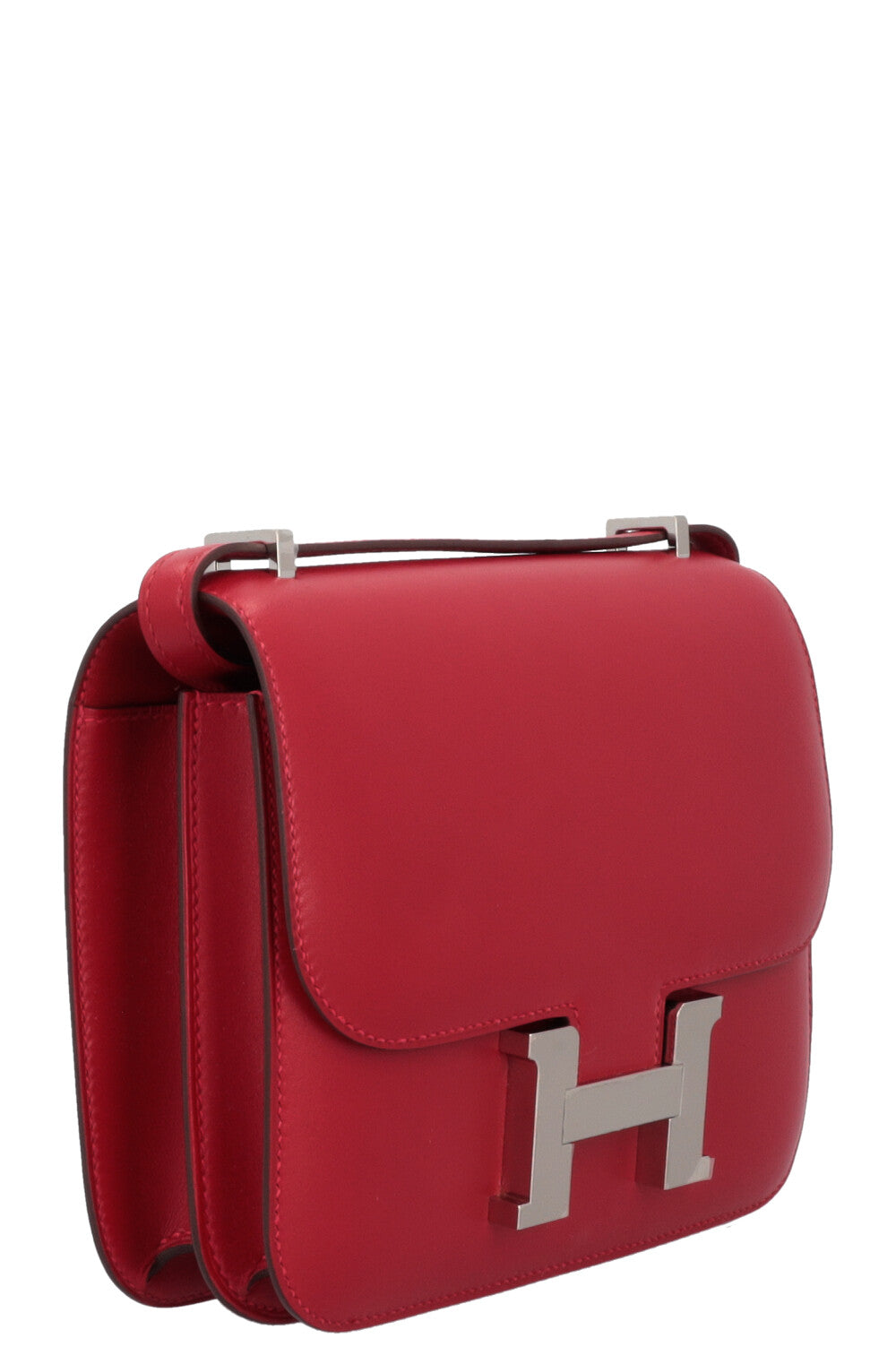 HERMÈS Constance 18 Rouge Vif Palladium Veau Tadelakt