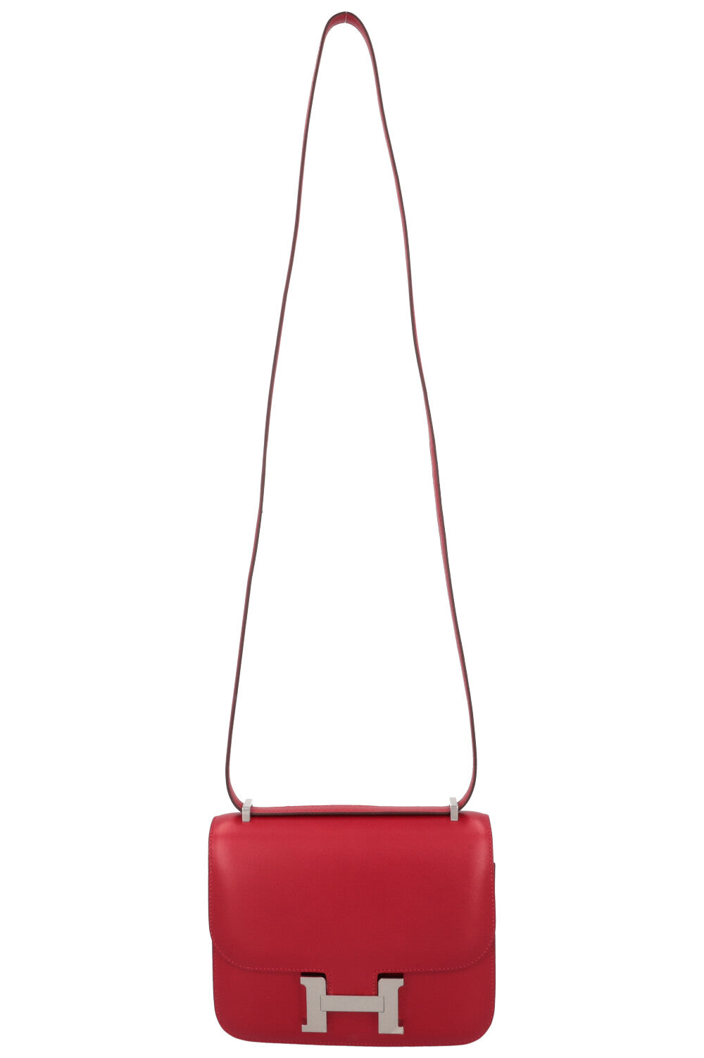 HERMÈS Constance 18 Rouge Vif Palladium Veau Tadelakt