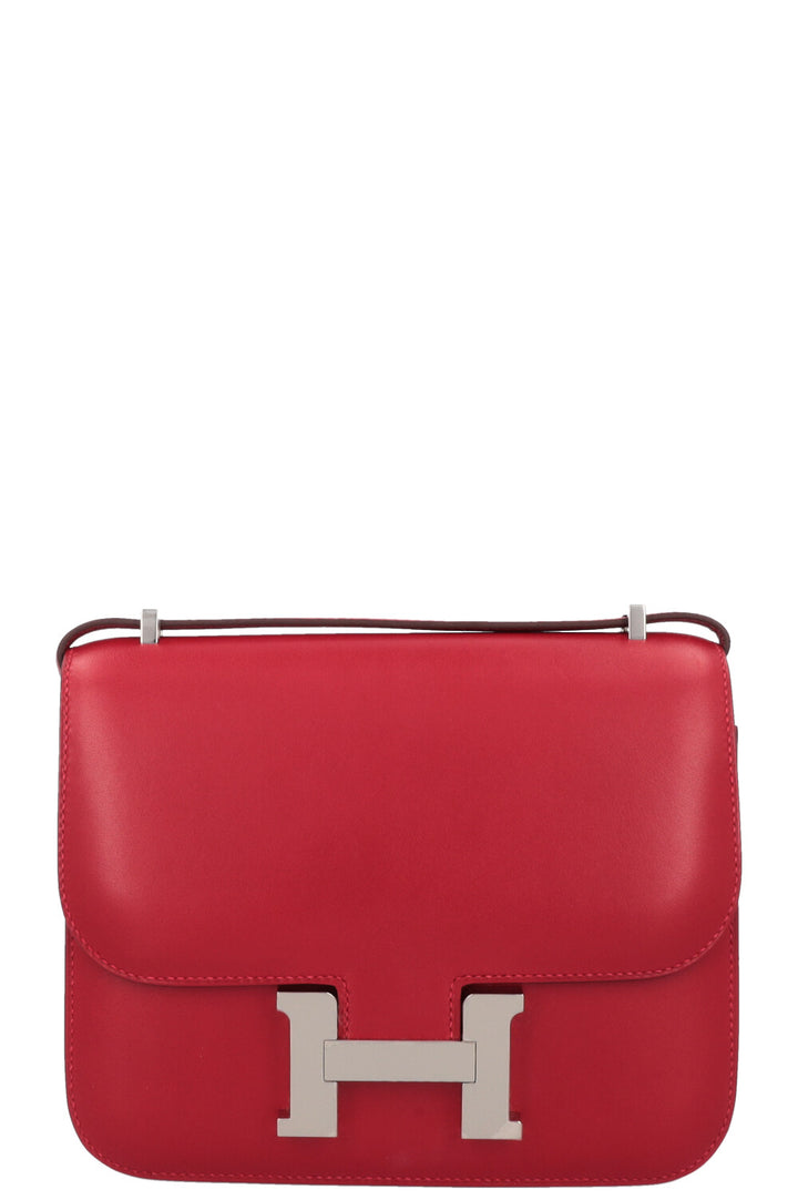 HERMÈS Constance 18 Rouge Vif Palladium Veau Tadelakt