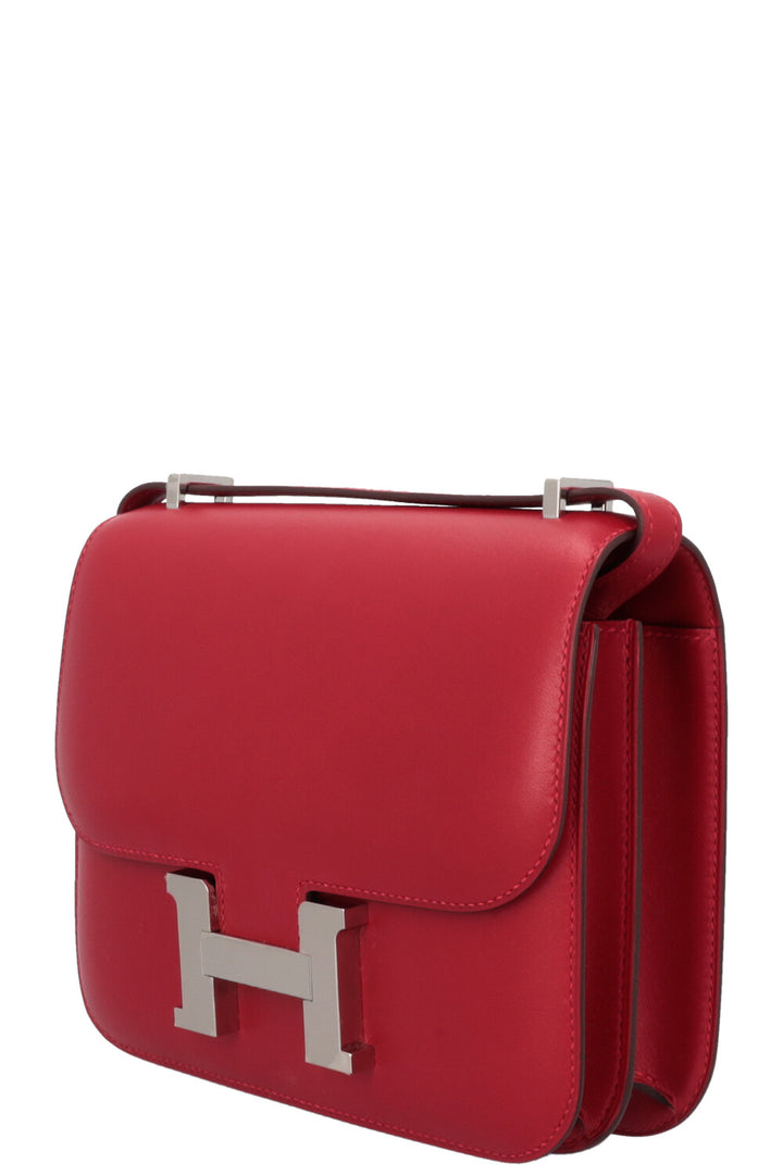 HERMÈS Constance 18 Rouge Vif Palladium Veau Tadelakt