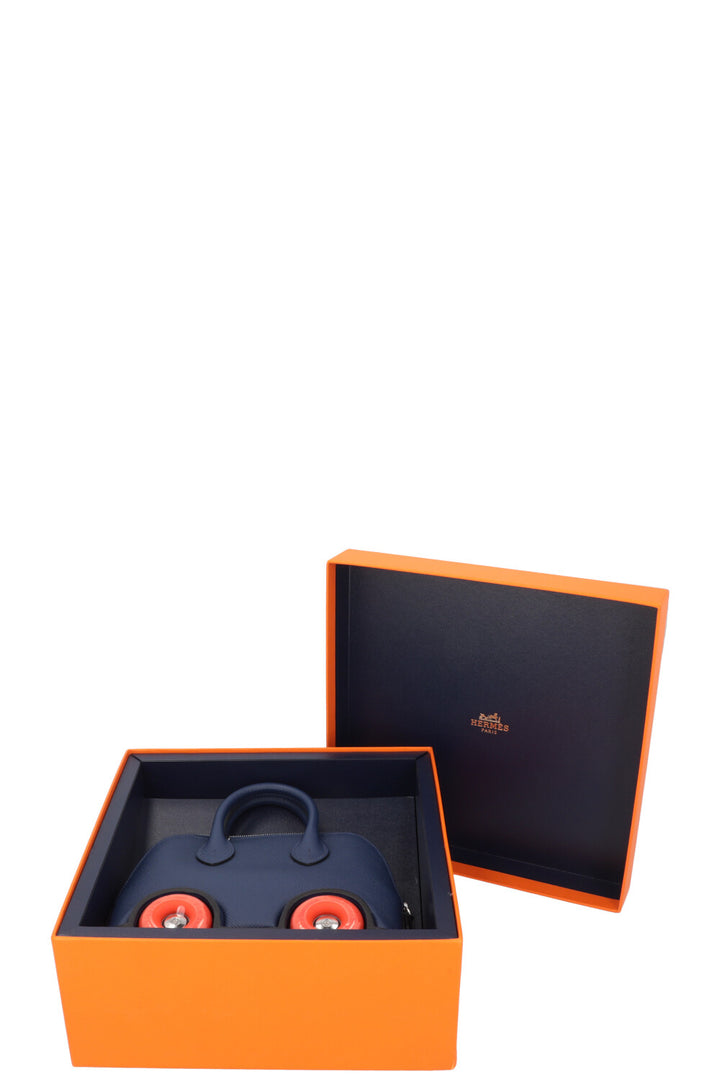 HERMÈS Sac Bolide On Wheels Epsom Bleu Sapphire Orange