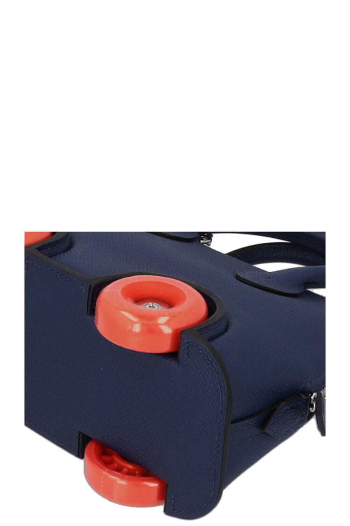 HERMÈS Sac Bolide On Wheels Epsom Bleu Sapphire Orange