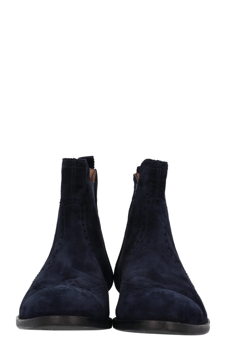 HERMÈS Chelsea Brighton Ankle Boots Suede Navy