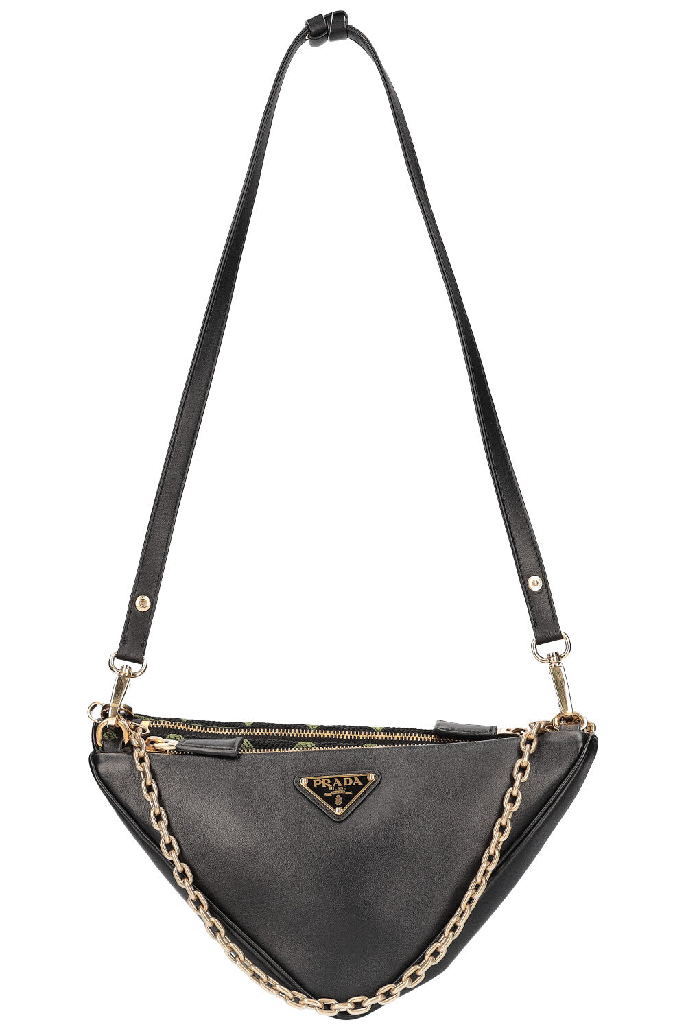 PRADA Double Triangle Bag Leather & Fabric