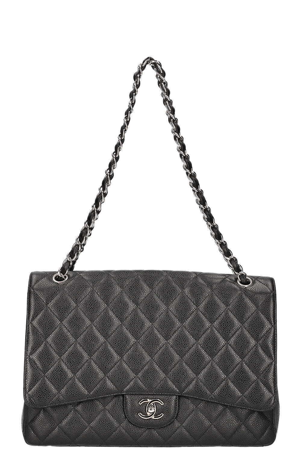CHANEL Single Flap Bag Maxi Caviar Black