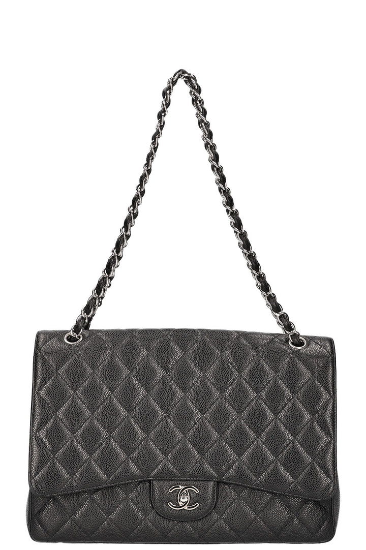 CHANEL Single Flap Bag Maxi Caviar Black