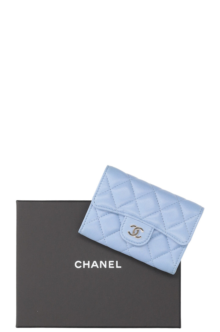CHANEL Flap Card Holder Sky Blue