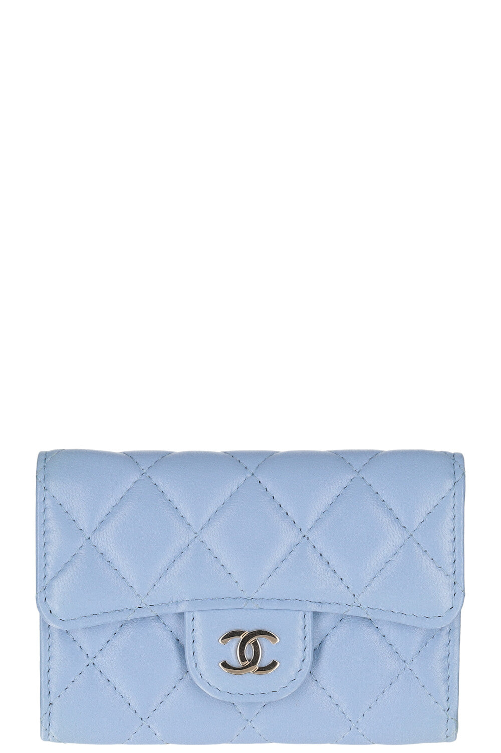 CHANEL Flap Card Holder Sky Blue