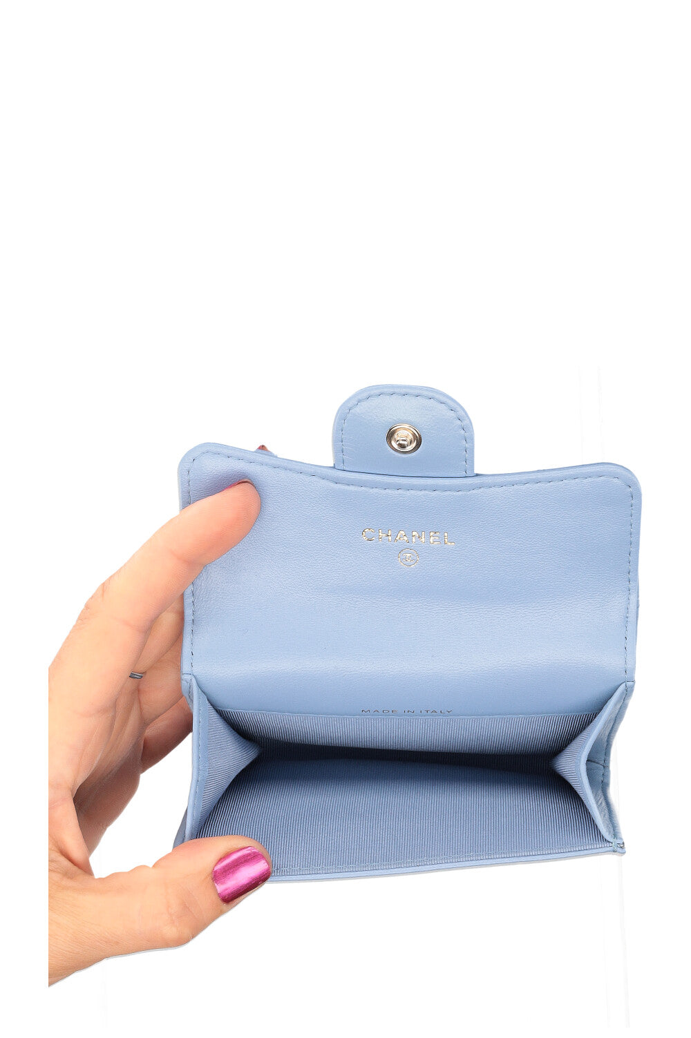 CHANEL Flap Card Holder Sky Blue