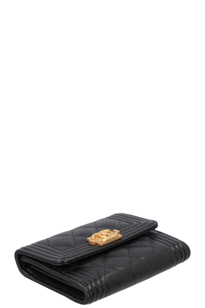 CHANEL Boy Wallet Caviar Leather Black