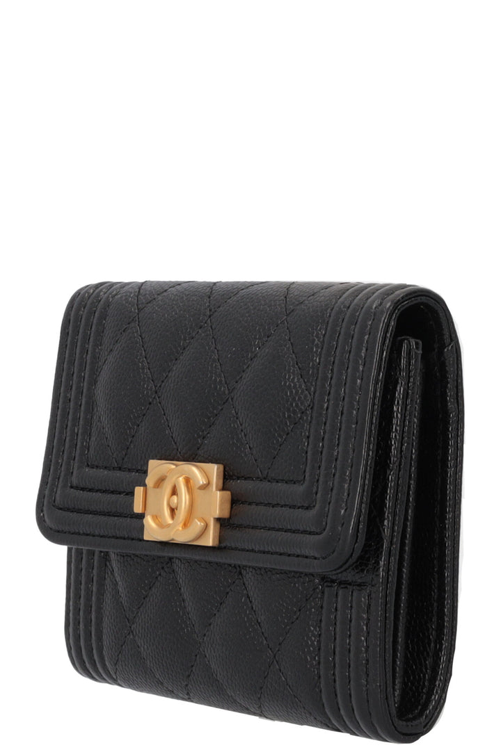 CHANEL Boy Wallet Caviar Leather Black