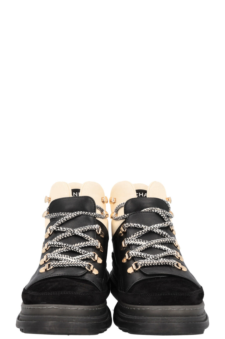 CHANEL Lace-Up Leather Spike Hiking Boots