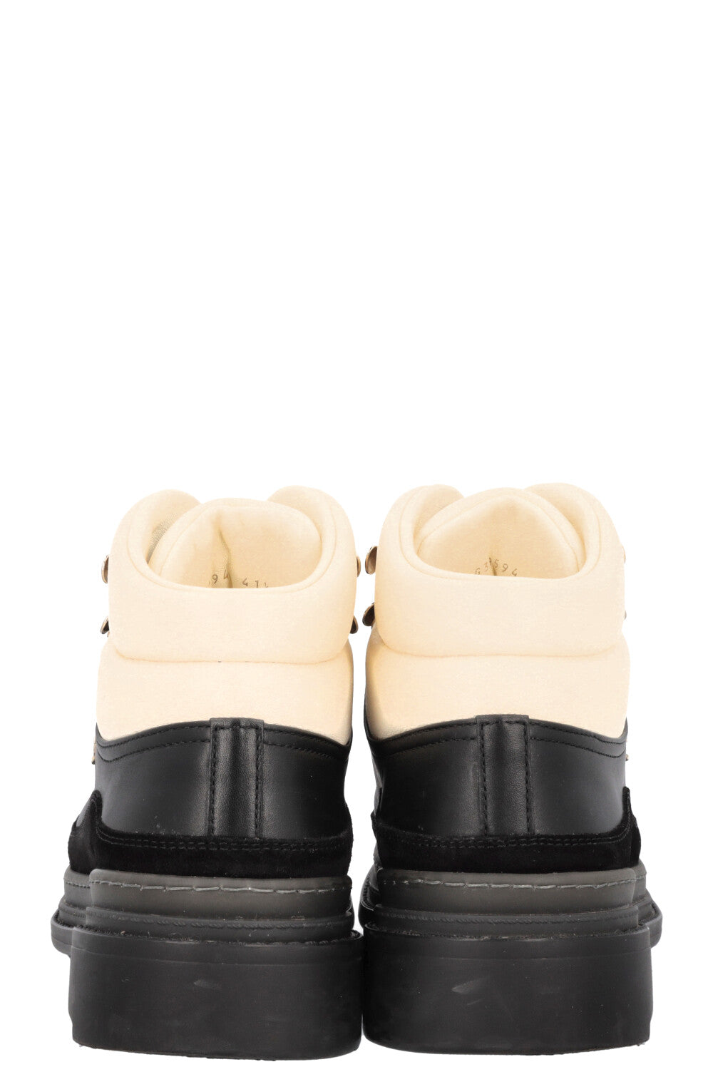 CHANEL Lace-Up Leather Spike Hiking Boots