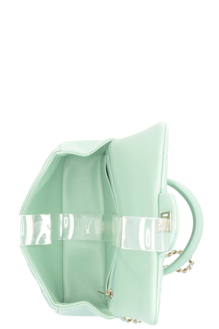 CHANEL Small Classic Flap Top Handle Bag Mint